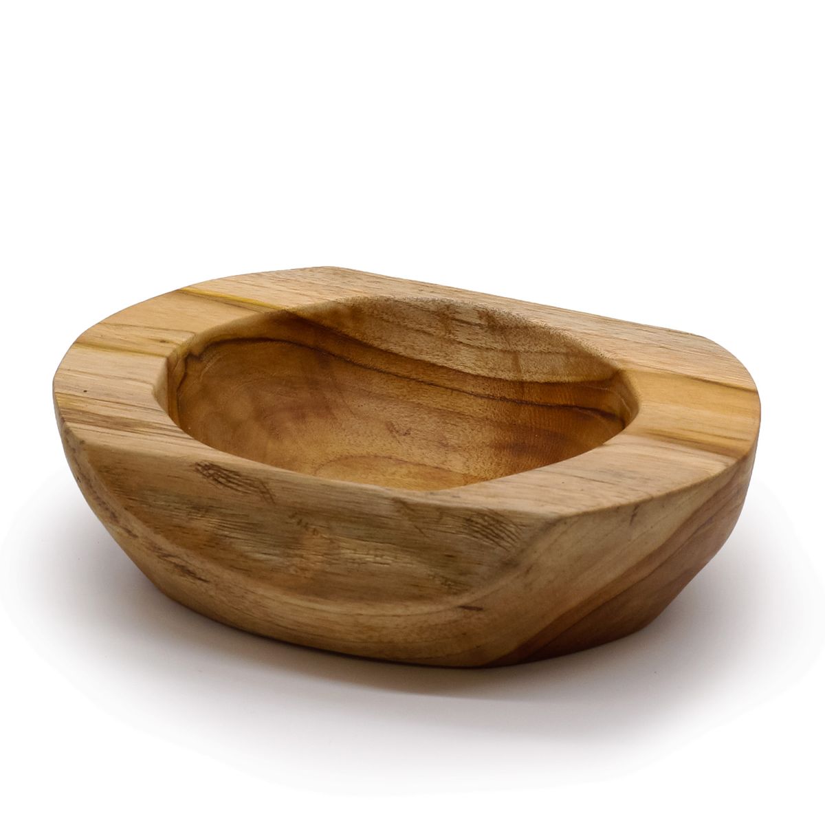 Taça grande em madeira de teca com forma natural - 25x7 cm