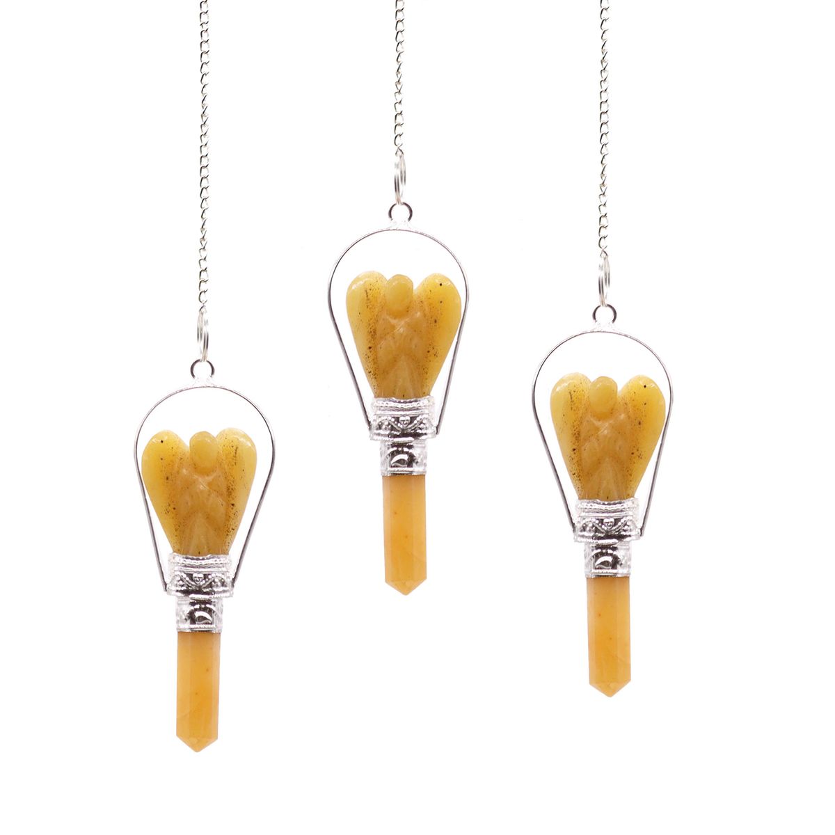 Pêndulo de anjo com anel de quartzo amarelo