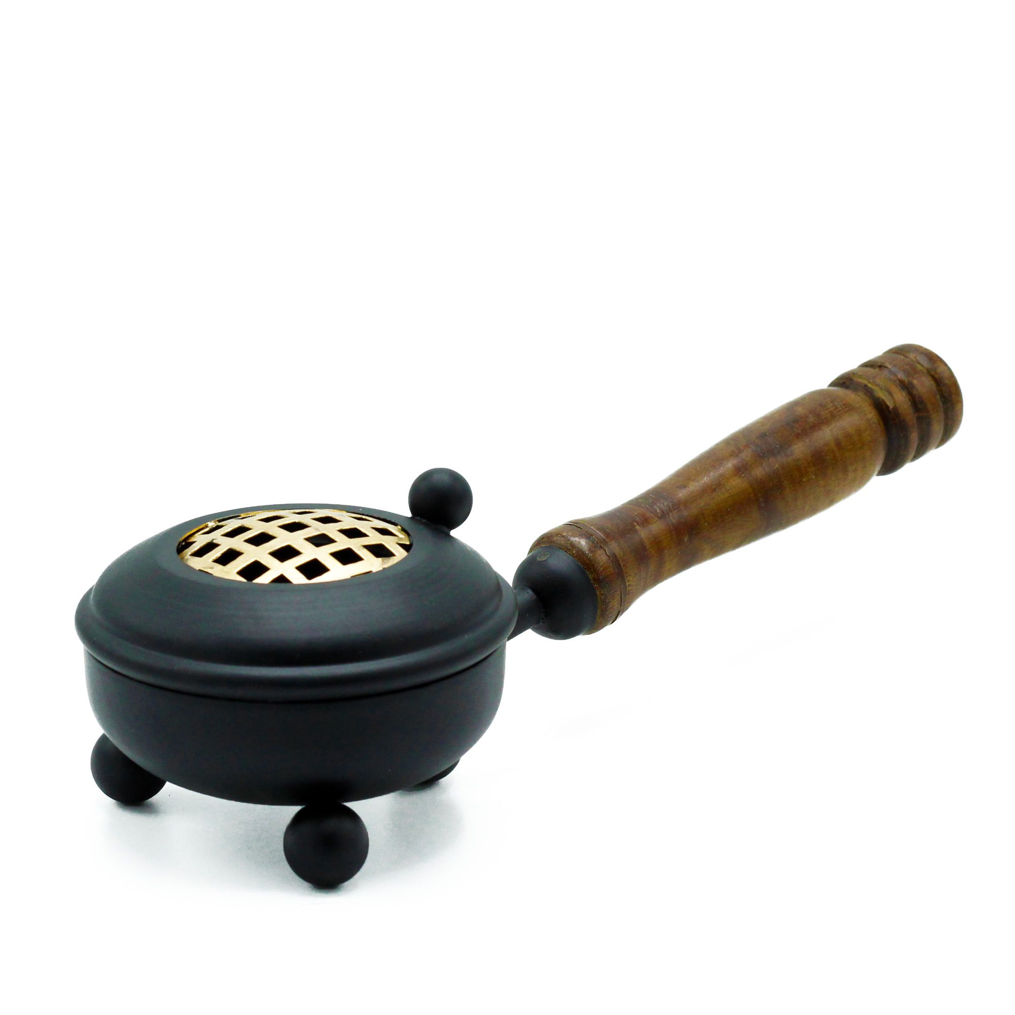 Cast Iron Incense Burner - Medium, Gold Detail