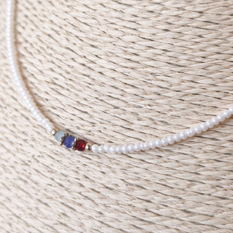 Collar nepalí de gemas extrafinas - Perla y cuentas talladas