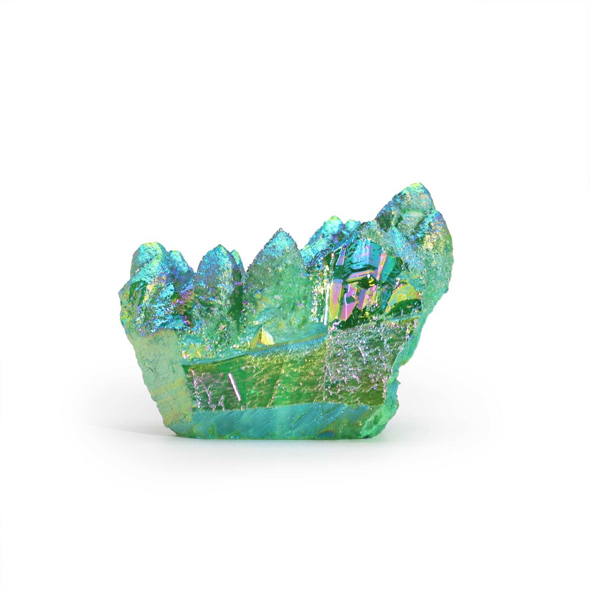 Quartzo Natural Melhorado Médio - Quartzo Aura Chama Verde (aprox. 100-150 g, 7-10 cm)