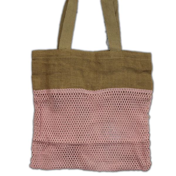 Bolsa de malha Pure Soft Juta e Cottong - Rosa