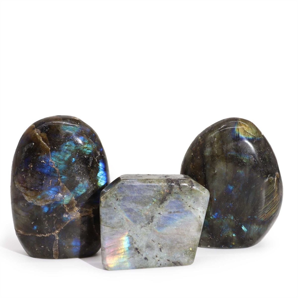 Pedras de labradorita de Madagáscar - Tumba (aprox. 80-168 g, 40-60 mm)