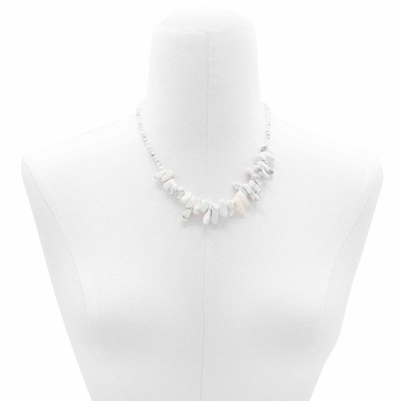 Collier de Gemmes Longues - Jaspe Blanc