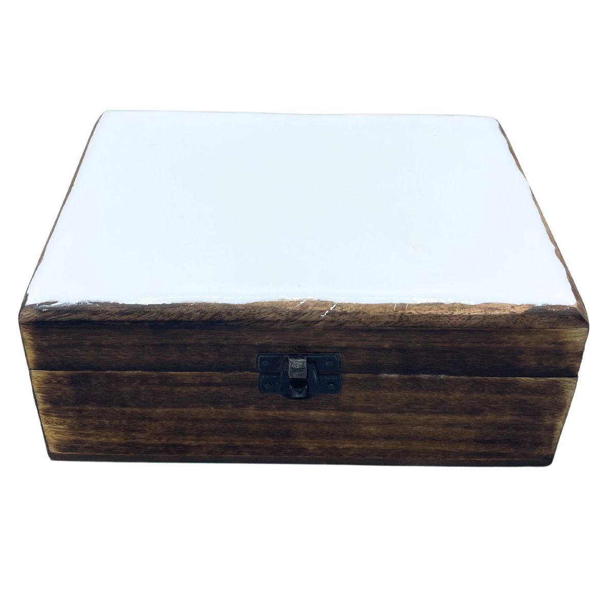 Caixa Grande de Cerâmica Esmaltada - 20x15x7,5 cm - Branca