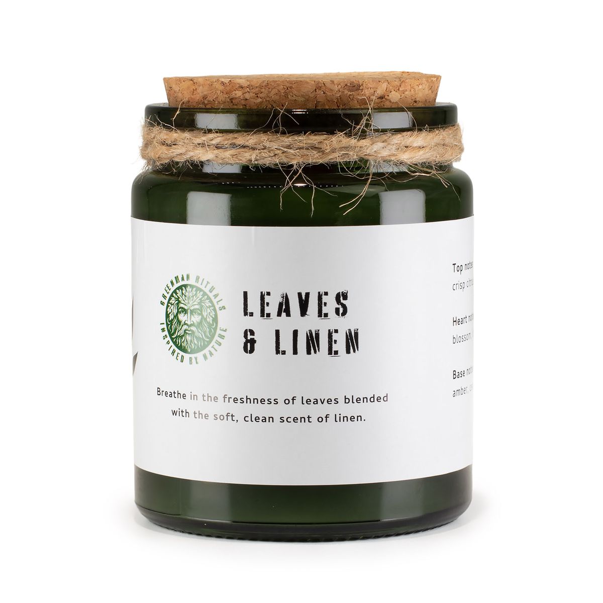 Vela de soja Woodwick Greenman - Folhas e Linho