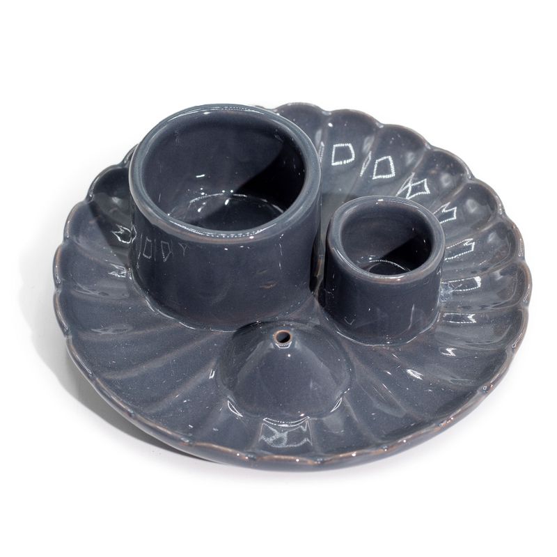 Palo Santo Stick & Smudge Holder - Lotus Flower - Grey Gloss