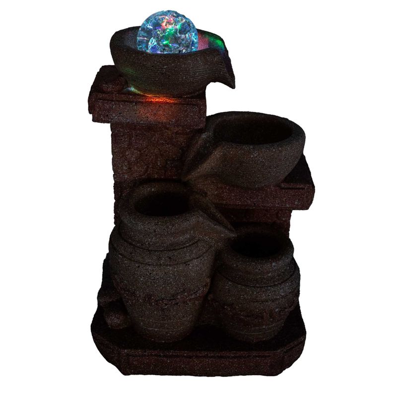 Fonte de Água de Mesa -19x14x27cm - Potes em Cascata Estilo Mediterrâneo