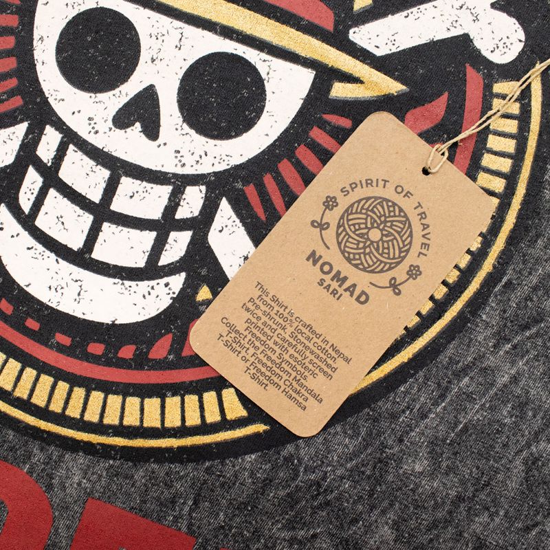 Nomad Sari Camiseta de algodón lavado a piedra - Rebel - Carbón - Pequeño