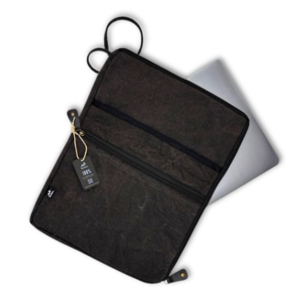Grande pochette pour ordinateur portable effet délavé - Charbon