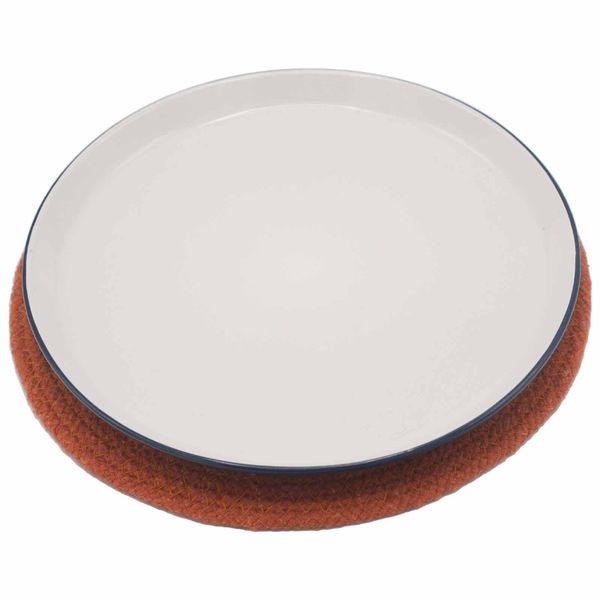 Set de Table Naturel - Jute & Coton 30cm - Bordure Terre cuite