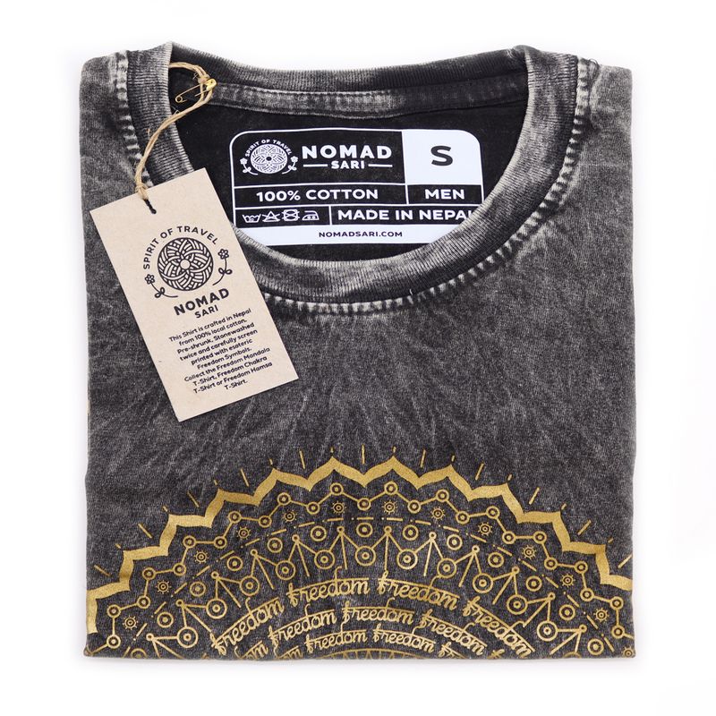 T-shirt Délavé - Mandala - Gris Foncé