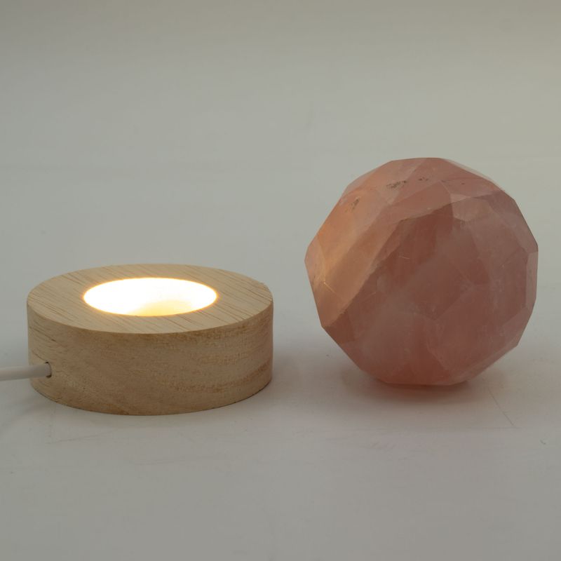 6cm Round Wooden USB LED Stand - Cool/Warm/Daylight