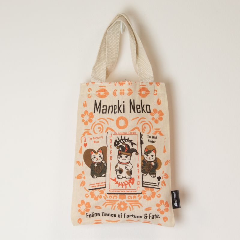 Iconic Mini Gift Tote Bag - Maneki Neko (4 assorted designs) - (24x18cm) - Natural 4oz