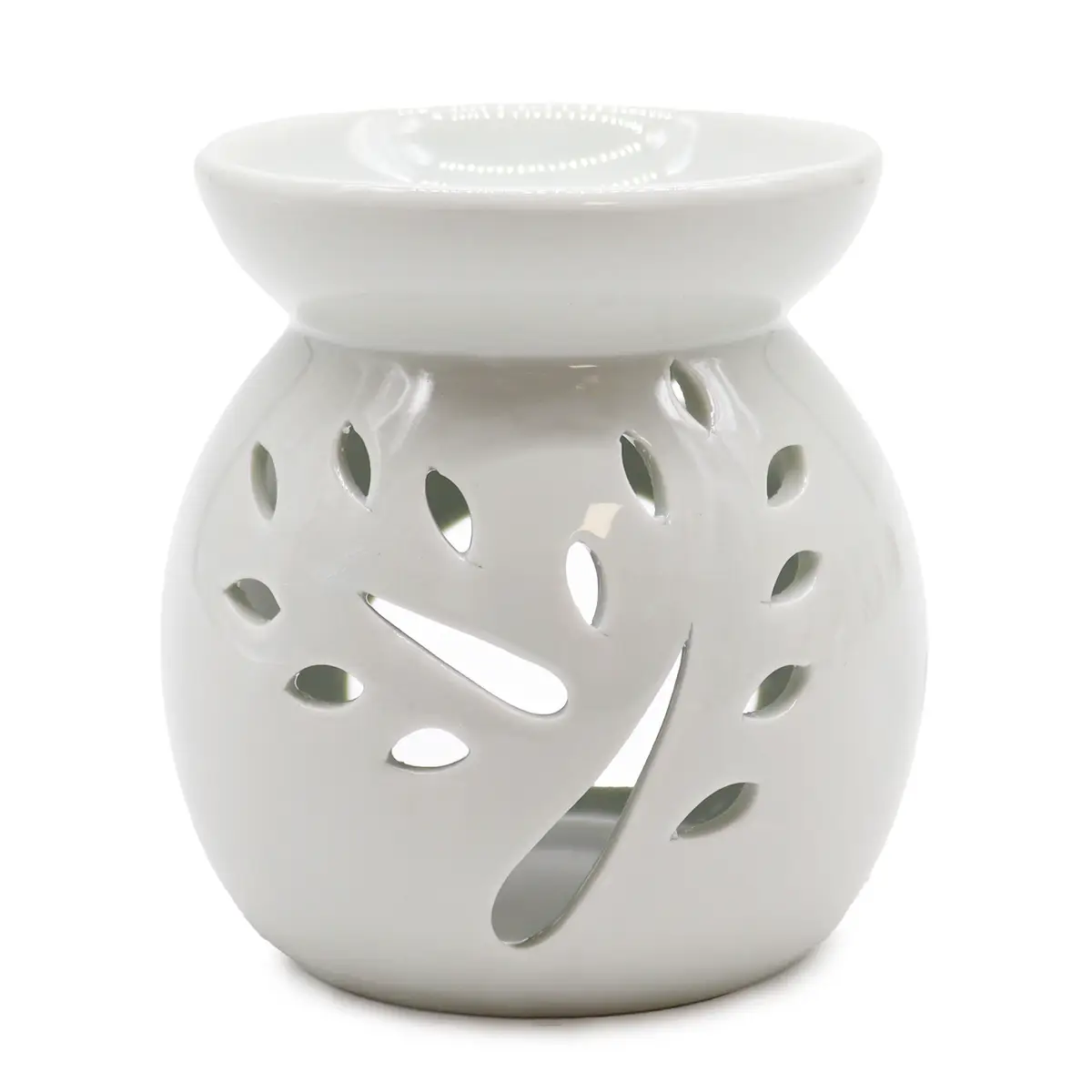 Lrg Classic White Oil Burner - Tree Cut-out — Incense Burners · GlowDuty apothecary