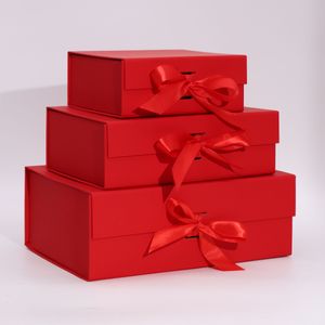 Flat-Packed Gift Boxes with Ribbons