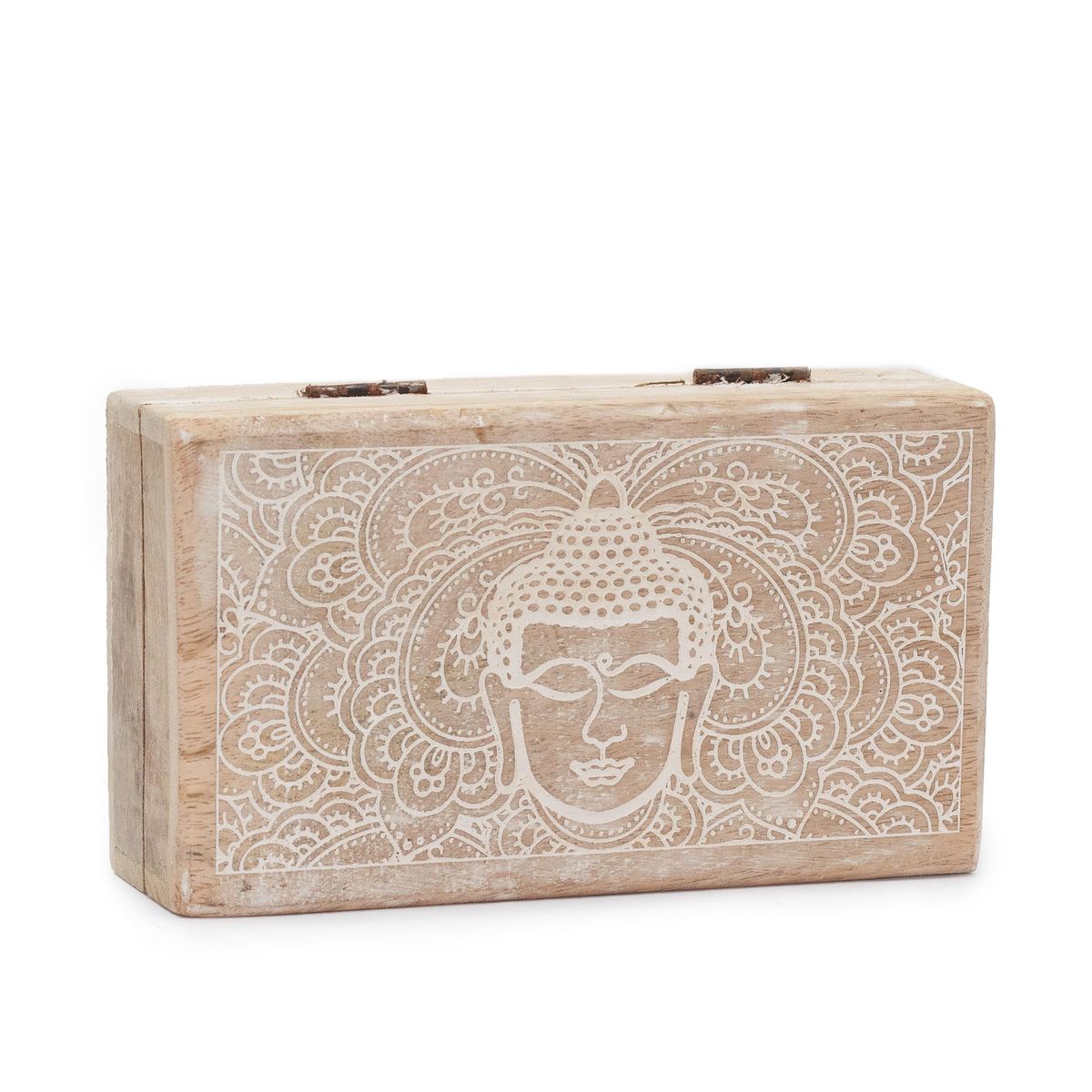 Caixa quadrada média 17x10x4,2 cm - Rosto de Buda Branco