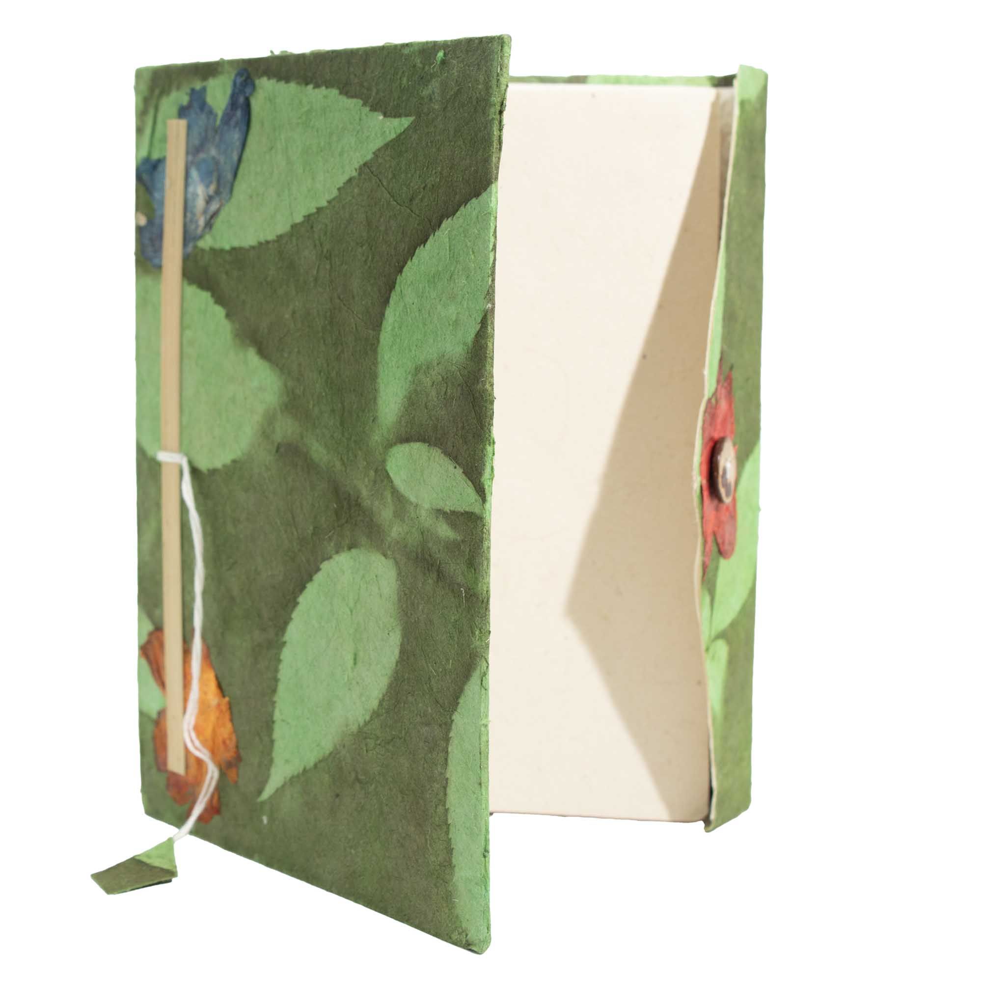 Caderno Grande Lokta Floral Arrojado - Verde Musgo