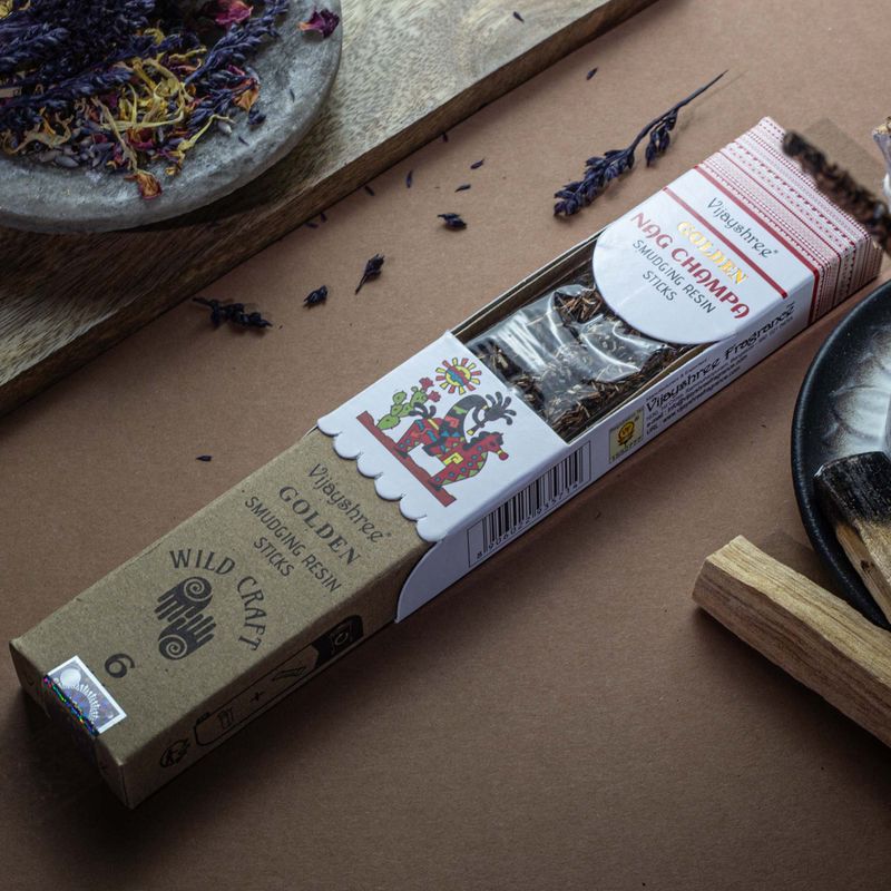 Palitos de resina de Nag Champa dorados para purificación - 30g