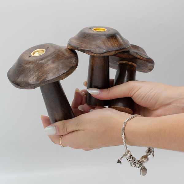 Ensemble de 3 Champignons pour cônes d'Encens plats (13 cm 12 cm 11 cm)