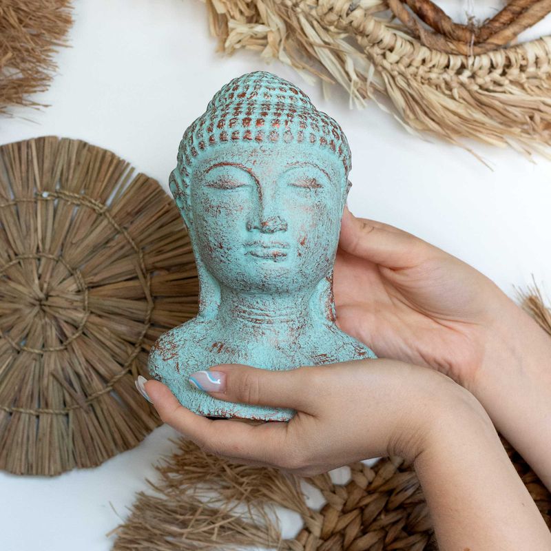 Tête de Bouddha Tranquillité - Vert Cuivre