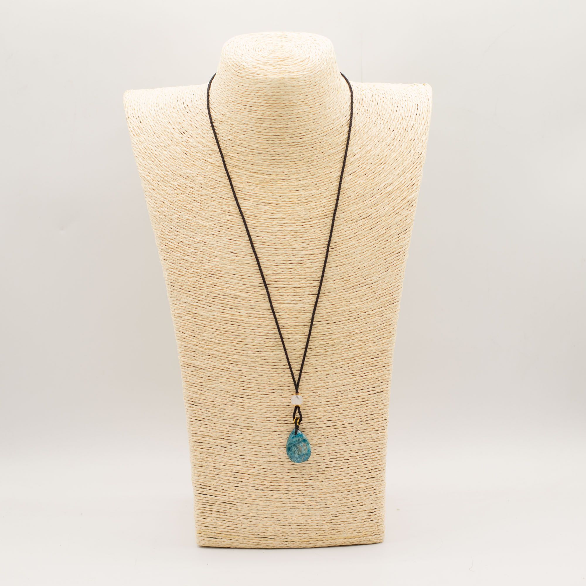 Cord Necklace Gemstone Pendant - Howlite Teardrop