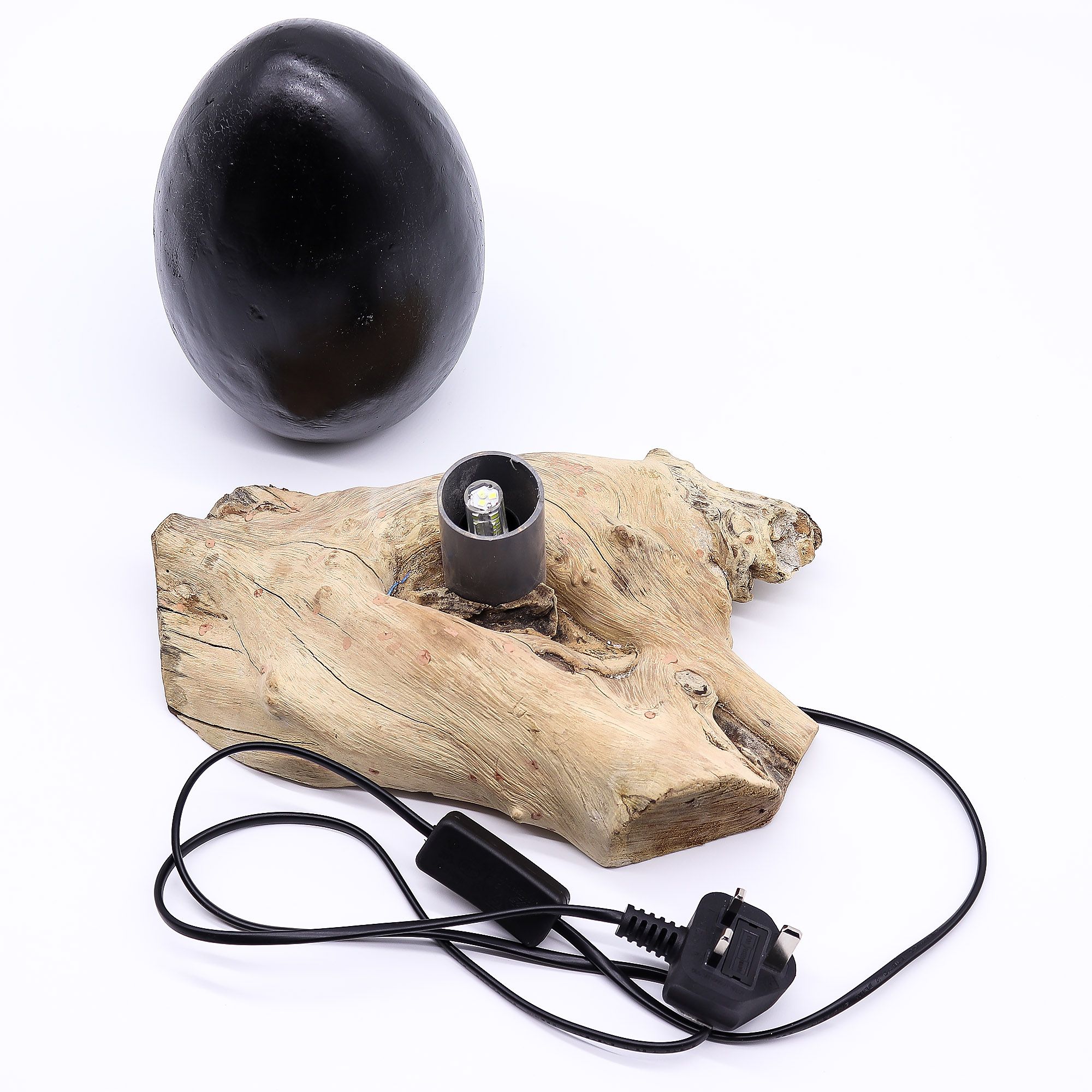 Candeeiro de Mesa com Abajur Ovo Craquelê Lava – Cinzento