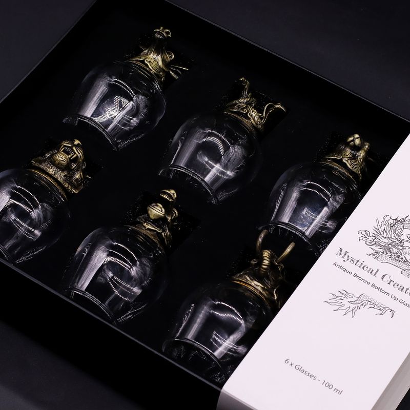 Gift Set of 6 Bottom Up Glasses (100ml) - Mystical Creatures