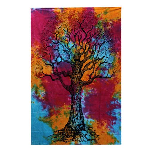 Colcha individual de algodão + tapeçaria - Árvore de inverno