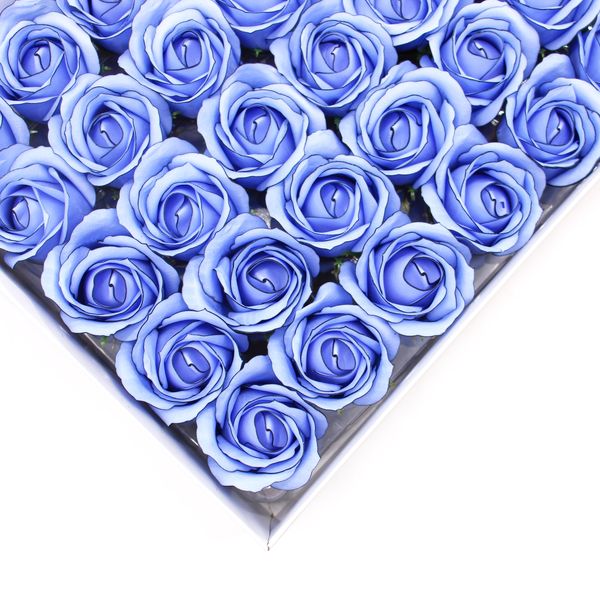 Fleur de Savon pour Bouquet - Rose Moyenne - Bleu avec Bordure Noire
