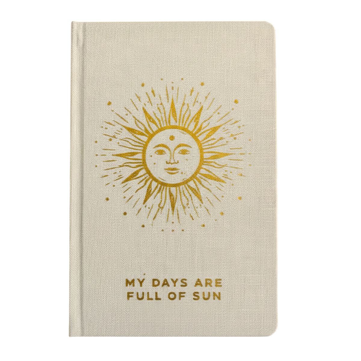 Diário de gratidão em marfim com rebordo dourado - 120 páginas - Os meus dias estão cheios de sol