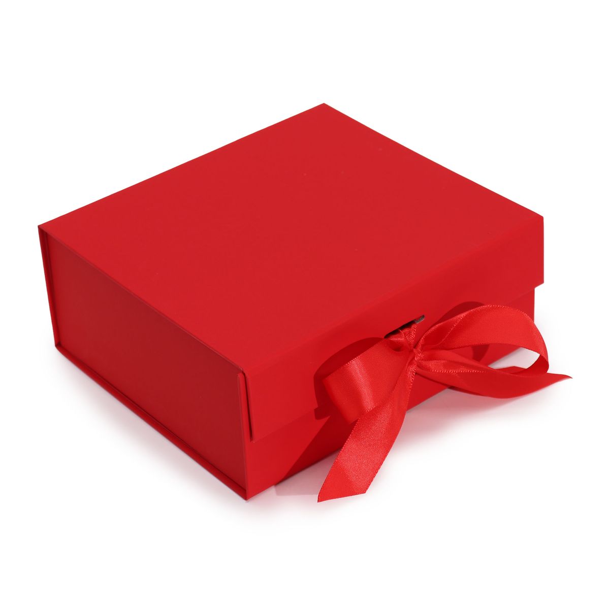 Caixa de presente dobrável com laço 20x18,2x8 cm - Vermelha
