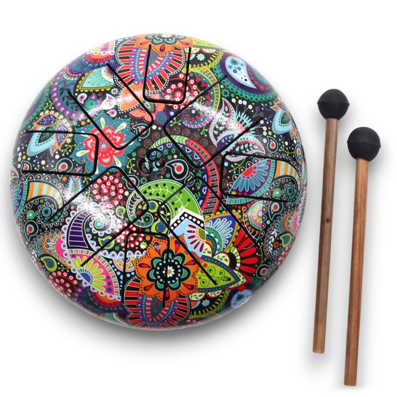 Tambour Tongue Drum en Acier Multicolore OM - 18 cm