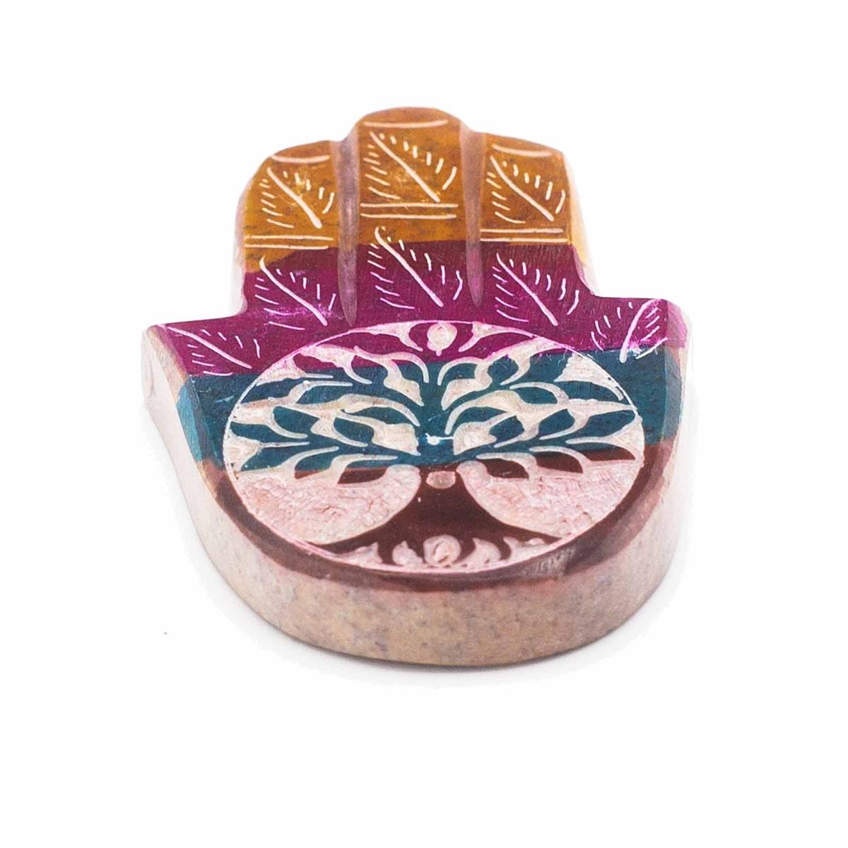 Porta-incenso Hamsa em esteatita 9x6 cm - Árvore da Vida