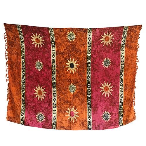 Sarongs Celtiques de Bali - Symboles du Soleil (4 Couleurs Assorties)