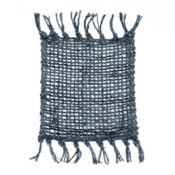 Dessous de verre naturel à franges en jonc de mer - Charbon