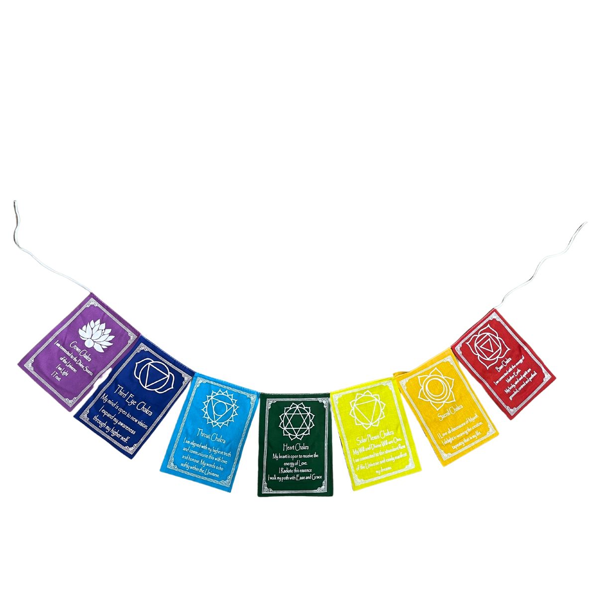 Sete cores dos chakras e mantra - grande (7 bandeiras)