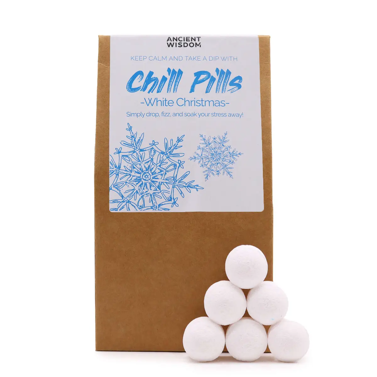Chill Pills Gift Pack 350g - White Christmas — Bath · GlowDuty apothecary