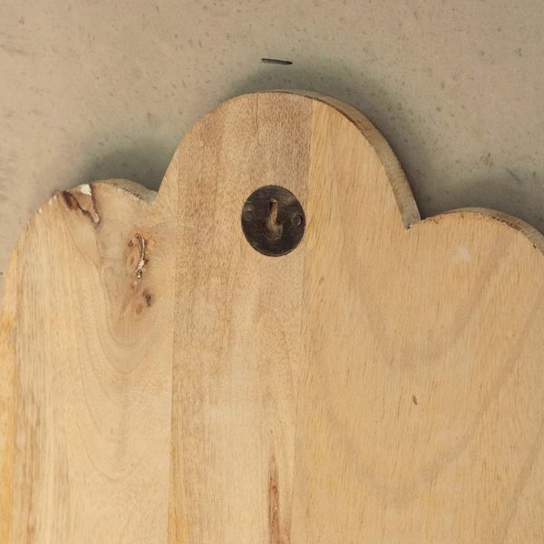 Plaque Murale Hamsa en Bois de Manguier - Finition Blanchie