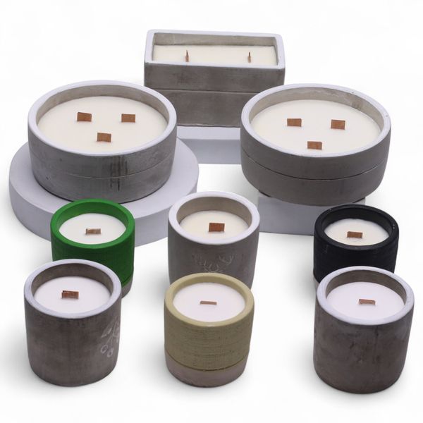 Concrete Wooden Wick Candles Starter Pack