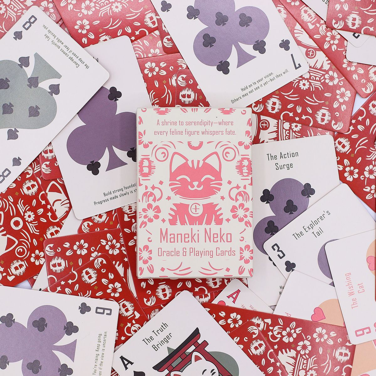 Gatos da Fortuna Cartas de Jogo e de Oráculo - Baralho Maneki Neko