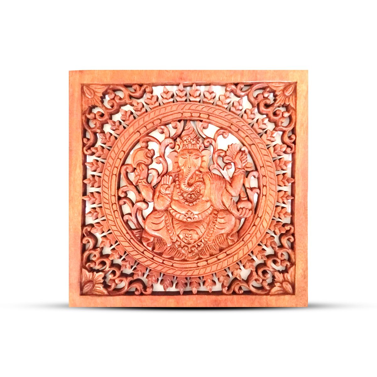 Painel Decorativo de Madeira com Buda Quadrado 30x30cm