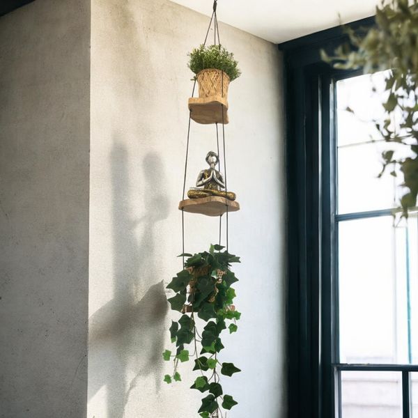 Etagère Suspendue en Bois Gamal - Trois Niveaux