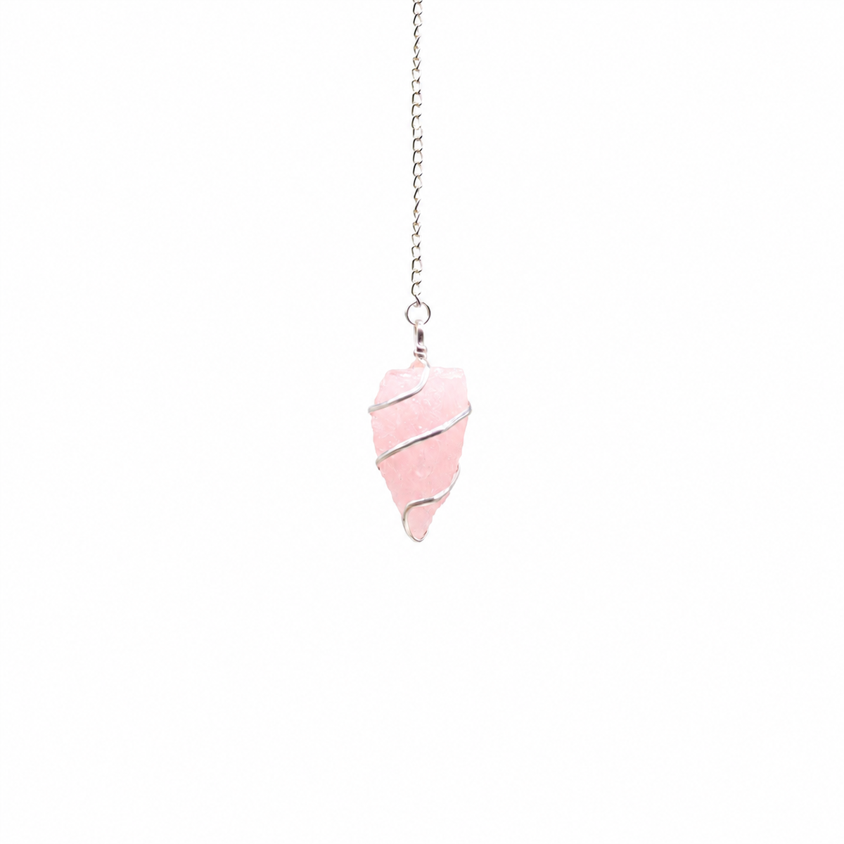 Pêndulo de pedras preciosas em bruto - Quartzo rosa