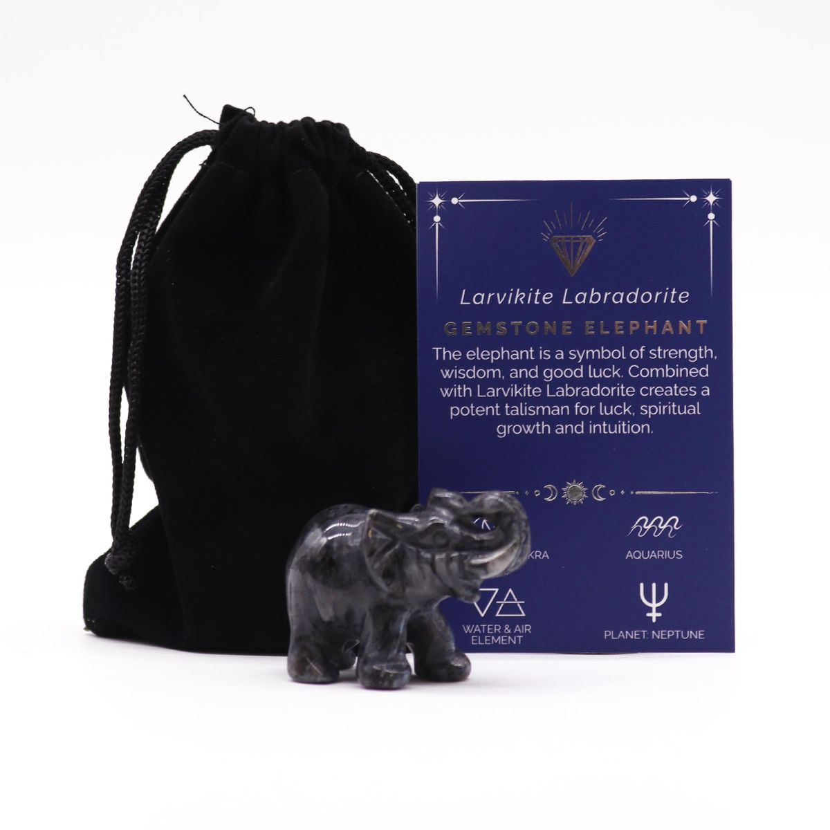 Pedra preciosa Elefante da Sorte - Larvikita Labradorita 50x35x25mm