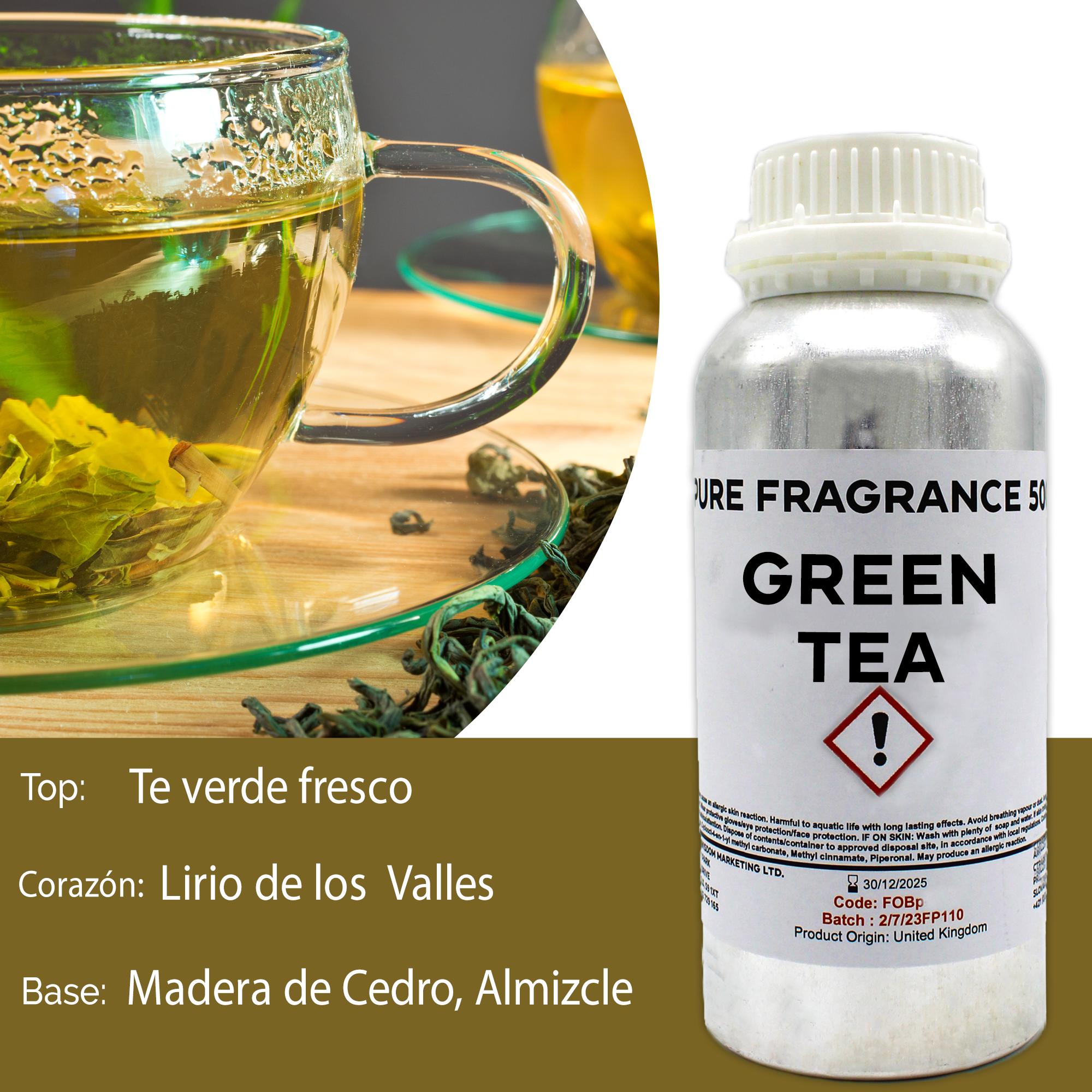 Óleo de Fragrância Puro de Chá Verde - 500 ml