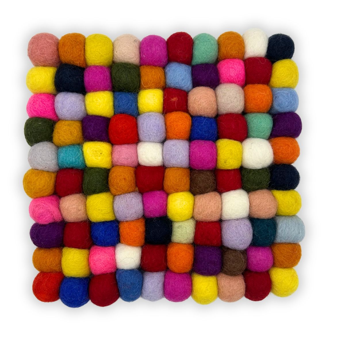 Individual quadrado com bolinhas de feltro - 20 cm multicolorido