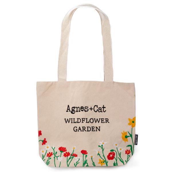 Garden Bag - Embroidery - Lavender Meadow (30x38x10cm) - 10oz cotton natural - inside lining and pocket