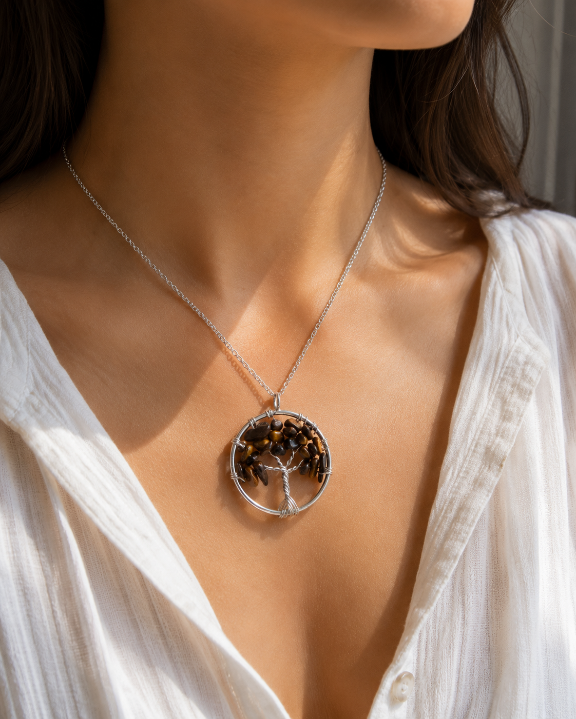 Pendentif d'arbre de vie en gemme