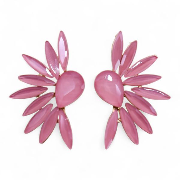 Brincos de Vidro Vintage - Asas de Anjo - Rosa
